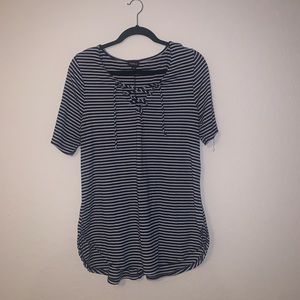 Torrid blue and white stripped shirt size 1